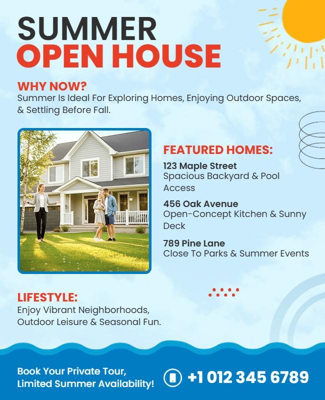 Summer Real Estate Open House Flyer Template