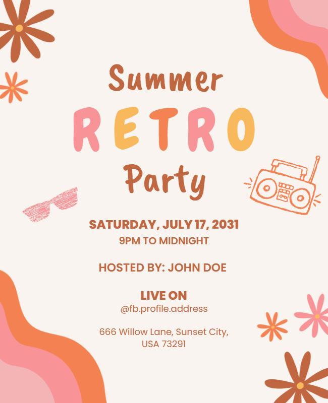 Summer Retro Party Celebration Flyer Template