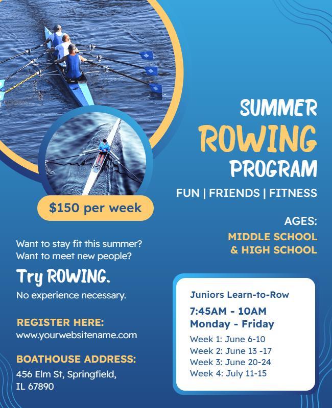 Summer Rowing Program Flyer Template