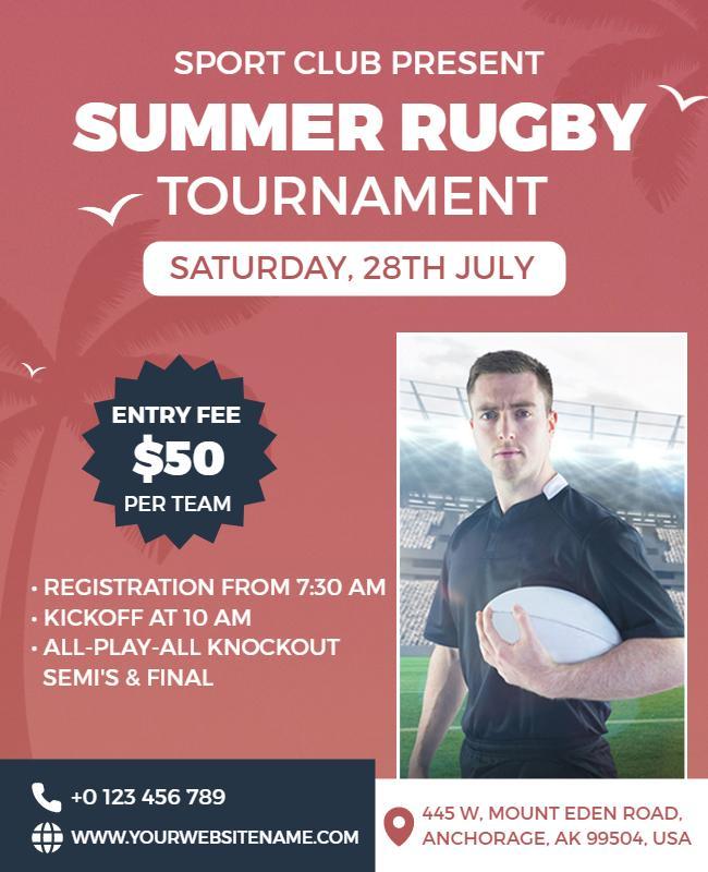 Summer Rugby Tournament Event Flyer Template