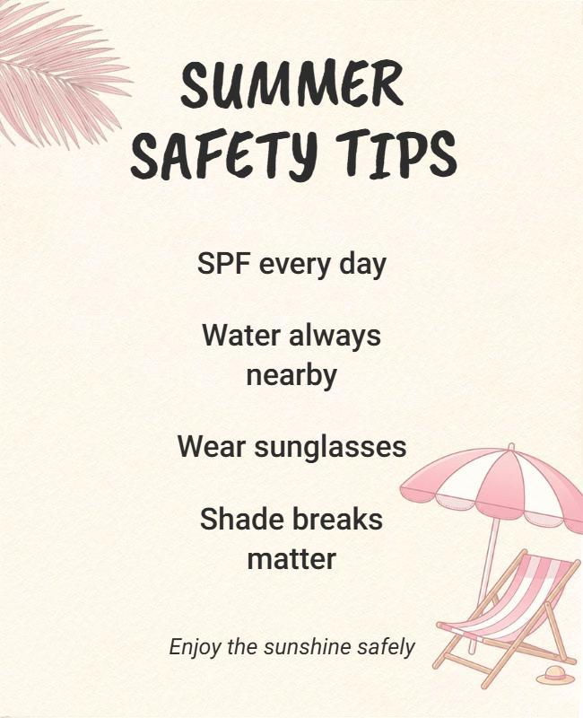 Summer Safety Tips Poster Template