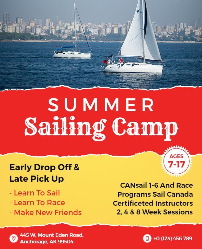 Summer Sailing Camp Childrens Event Flyer Template