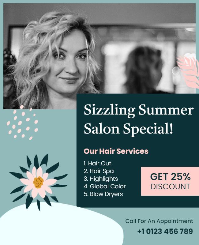 Summer Salon Discount Offer Flyer Template