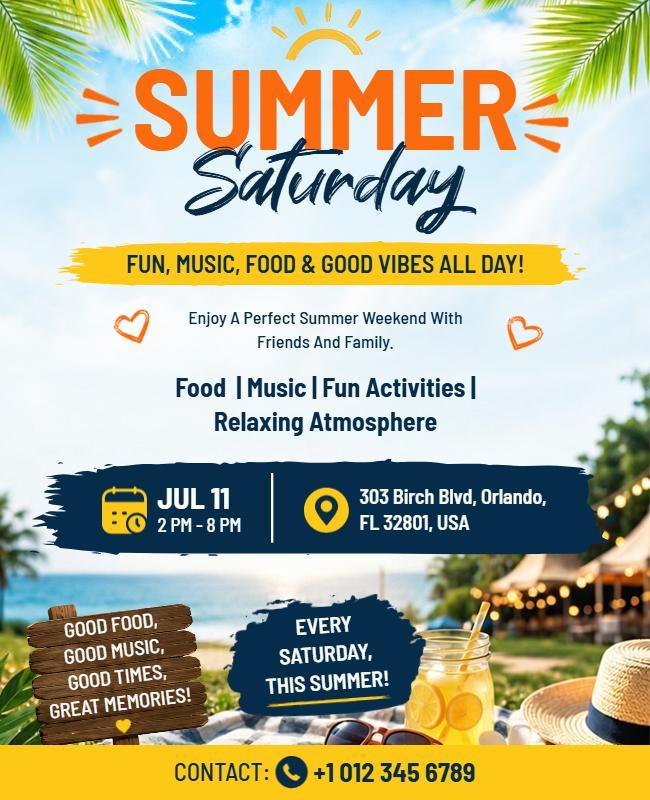 Summer Saturday Celebration Flyer Template