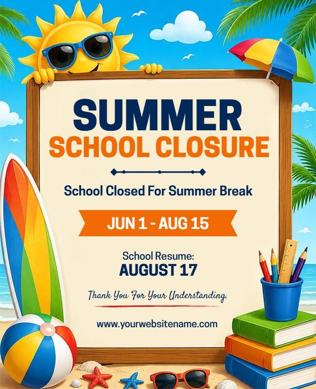 Summer School Closure Announcement Flyer Template