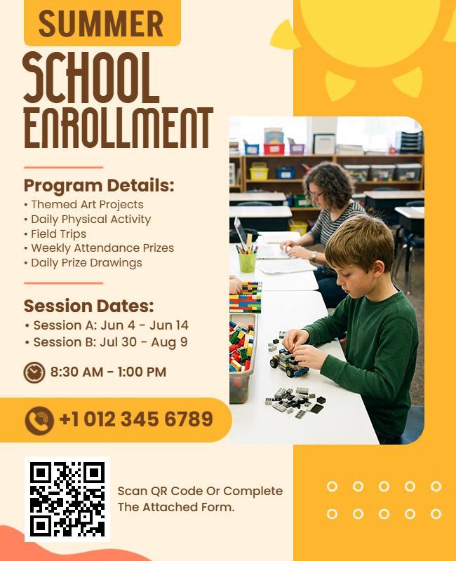 Summer School Enrollment Program Flyer Template