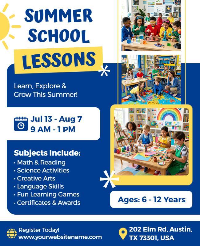 Summer School Lessons Flyer Template