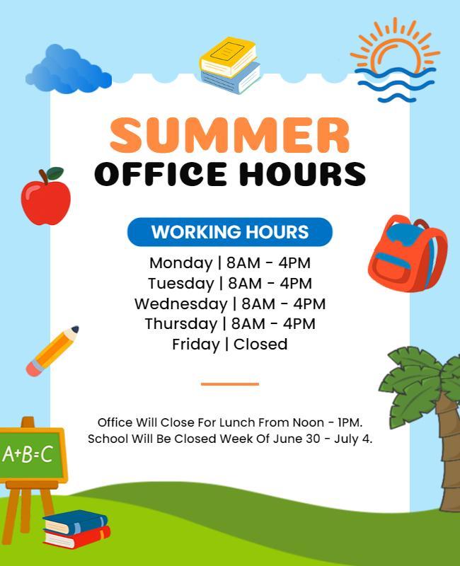 Summer School Office Hours Flyer Template