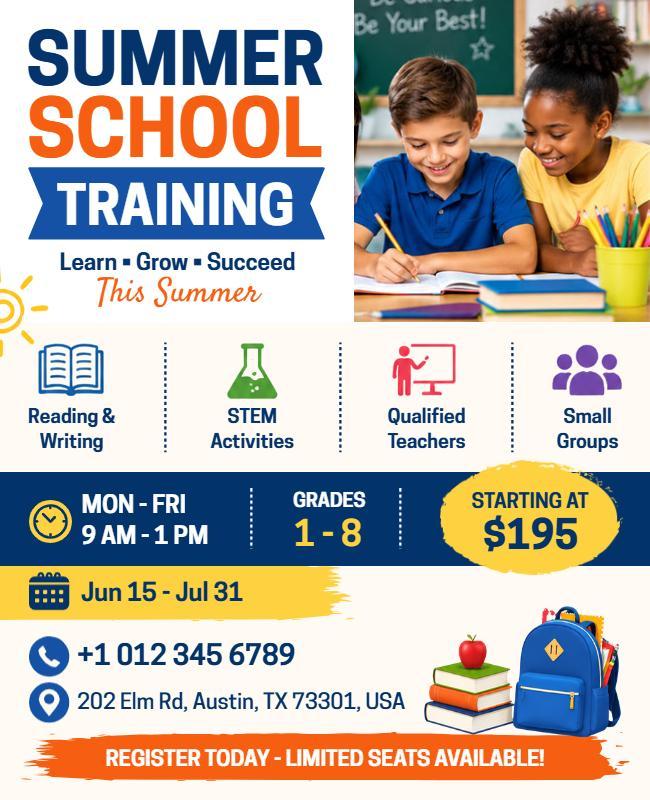 Summer School Training Program Flyer Template
