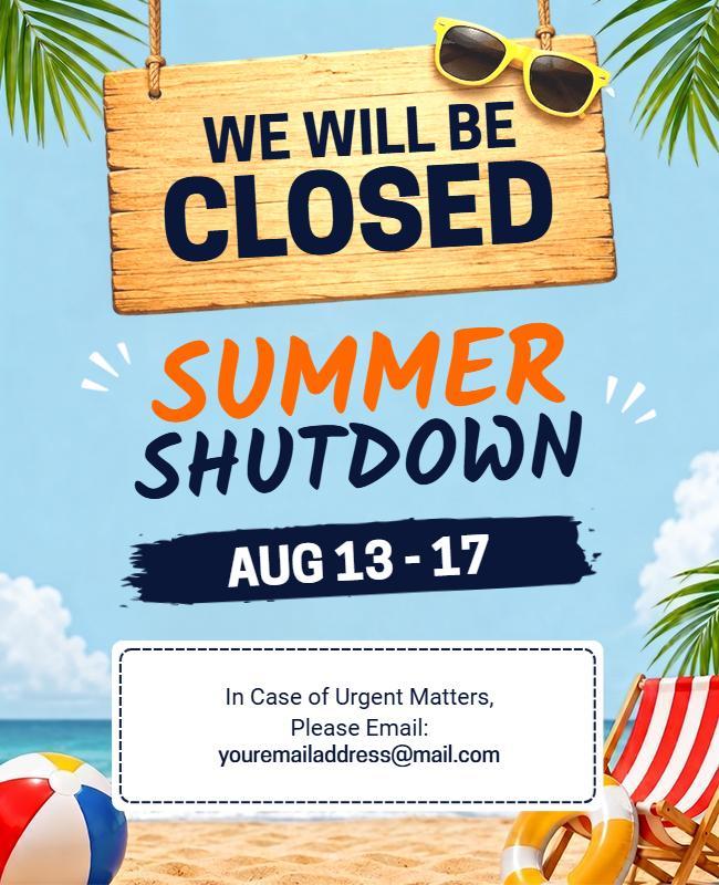 Summer Shutdown Business Closure Flyer Template