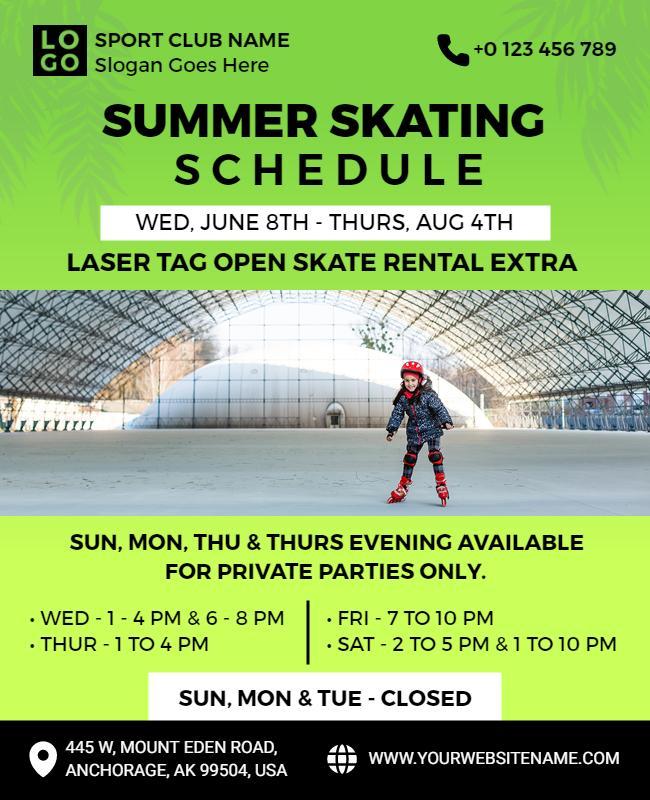 Summer Skating Schedule Event Flyer Template