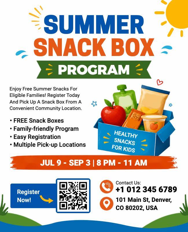Summer Snack Box Program Flyer Template