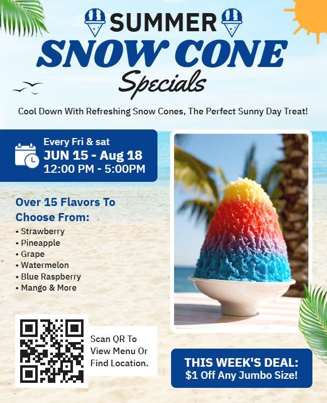 Summer Snow Cone Specials Promotional Flyer Template