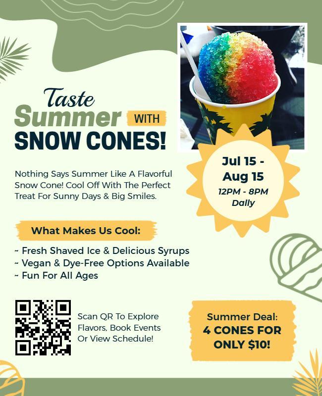 Summer Snow Cones Special Offer Promotional Flyer Template
