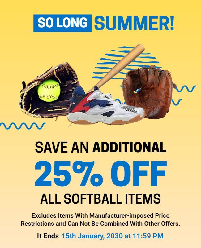 Summer Softball Sale Discount Flyer Template