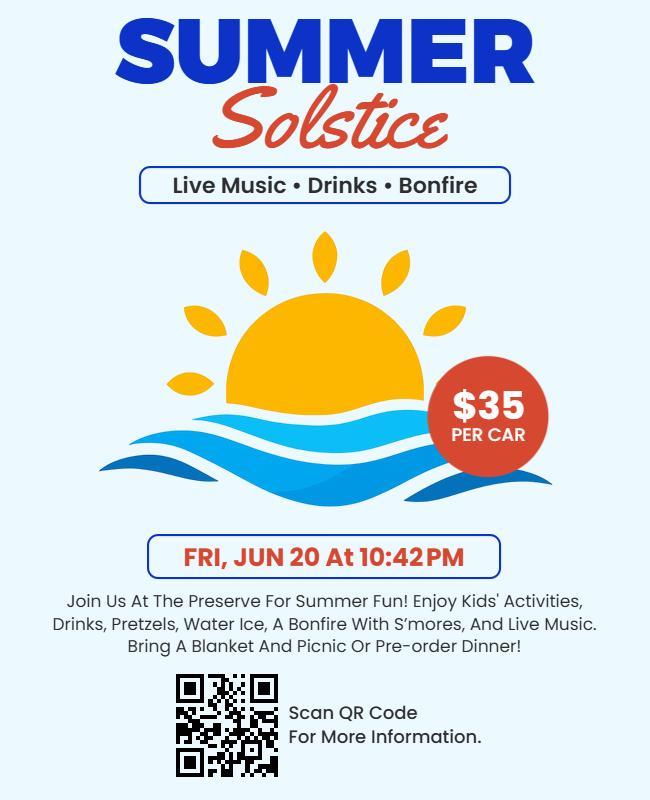 Summer Solstice Music and Bonfire Party Flyer Template