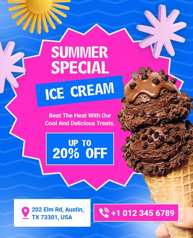 Summer Special Ice Cream Promotion Poster Template