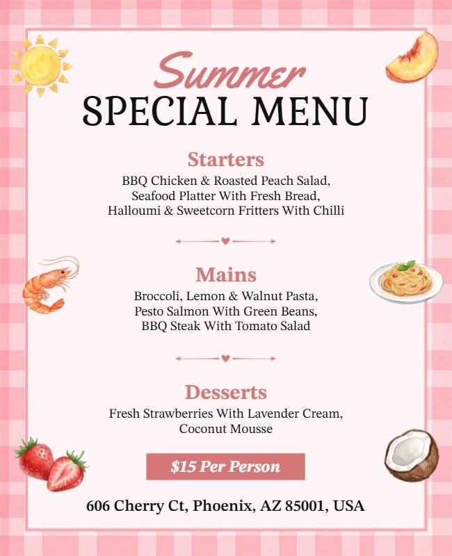 Summer Special Menu Flyer Template