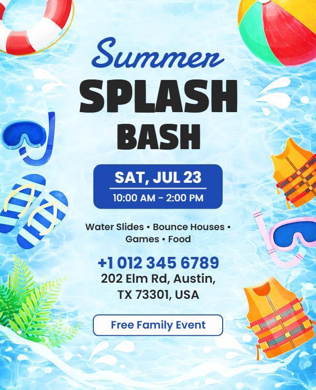 Summer Splash Bash Invitation Flyer Template