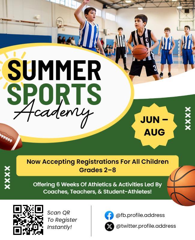 Summer Sports Academy Registration Flyer Template