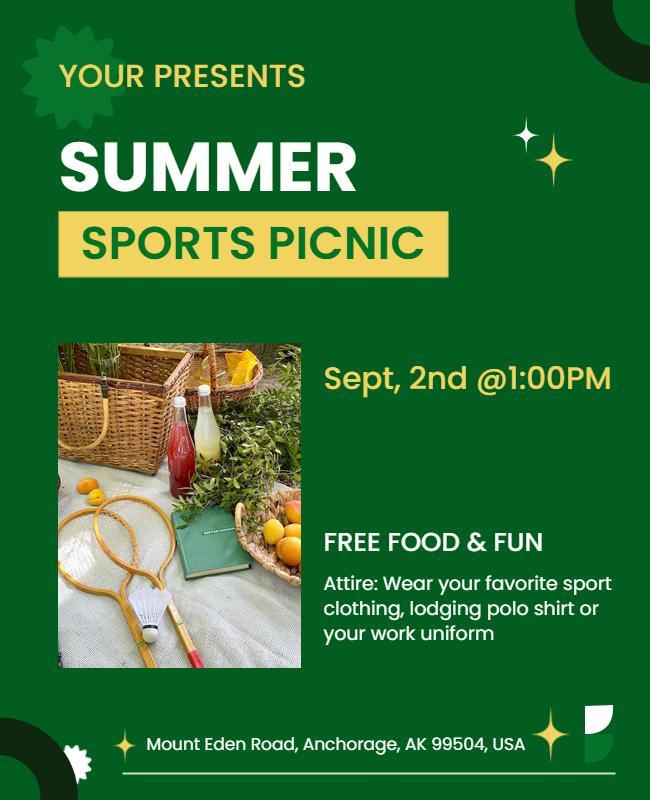 Summer Sports Picnic Event Flyer Template