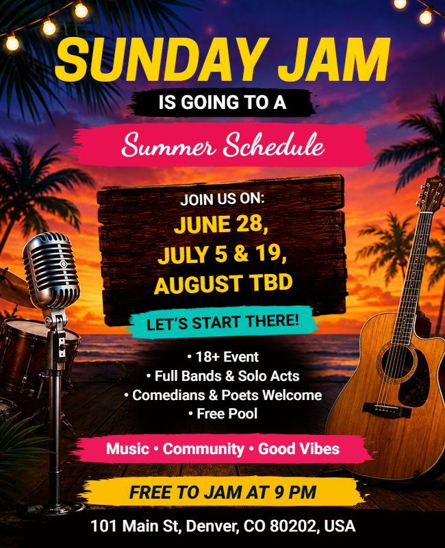 Summer Sunday Jam Music Event Flyer Template