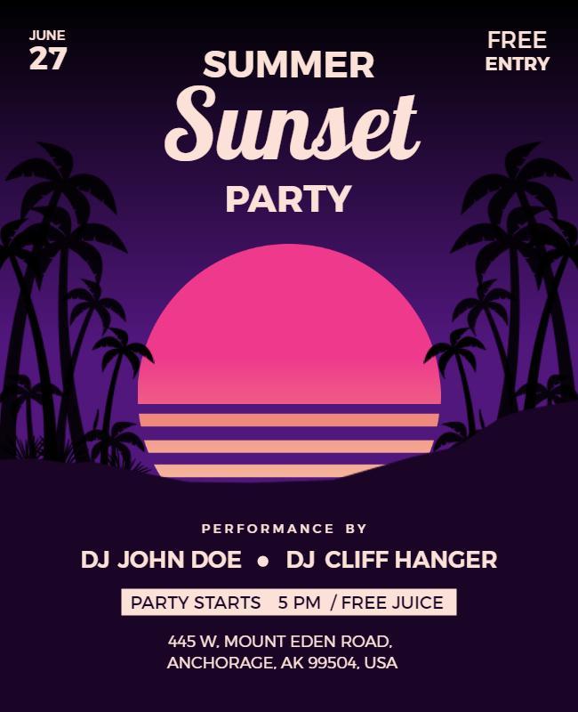 Summer Sunset Beach Party Flyer Template