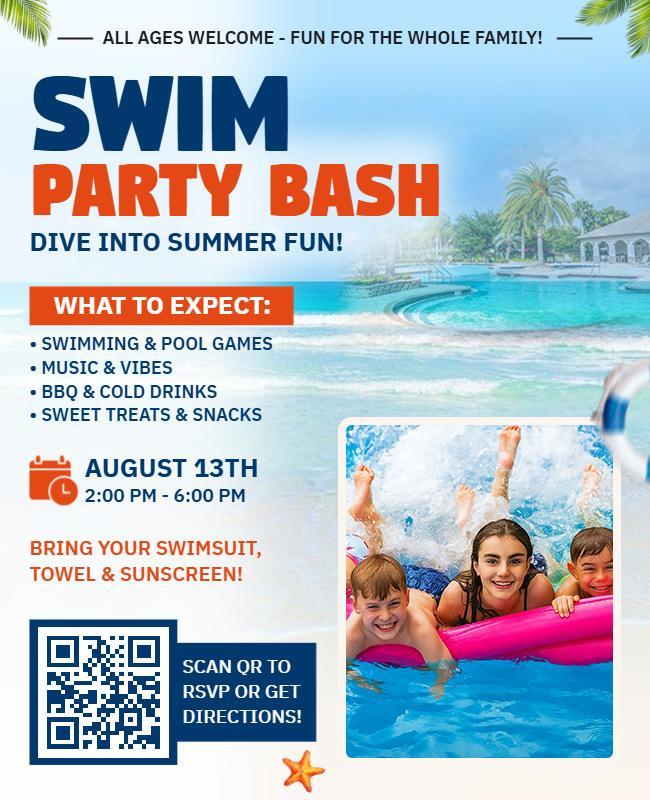 Summer Swim Party Bash Flyer Template