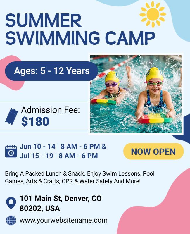 Summer Swimming Camp Event Flyer Template
