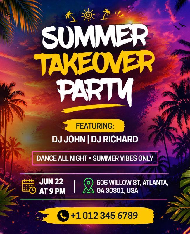 Summer Takeover Party Event Poster Template