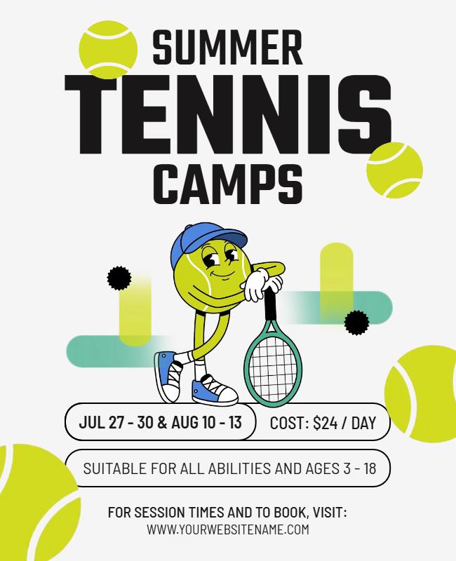 Summer Tennis Camps Poster Template