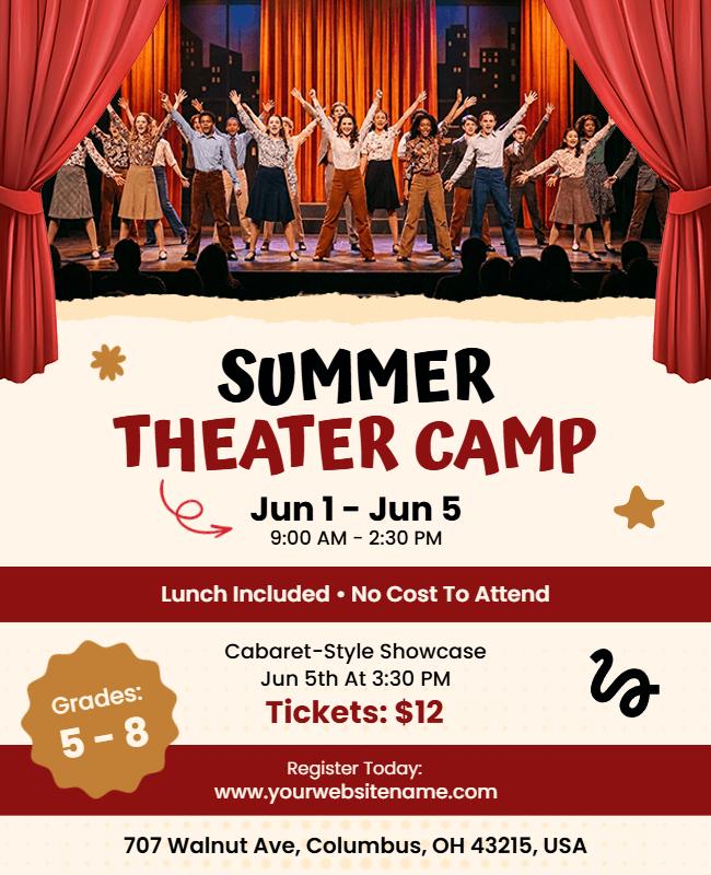 Summer Theater Camp Event Flyer Template