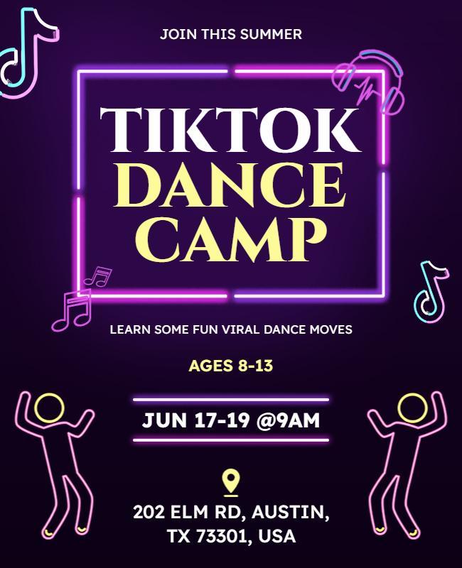 Summer Tiktok Dance Camp Flyer Template