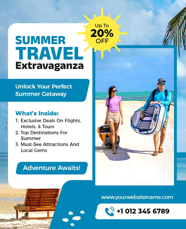 Summer Travel Deals Beach Getaway Flyer Template