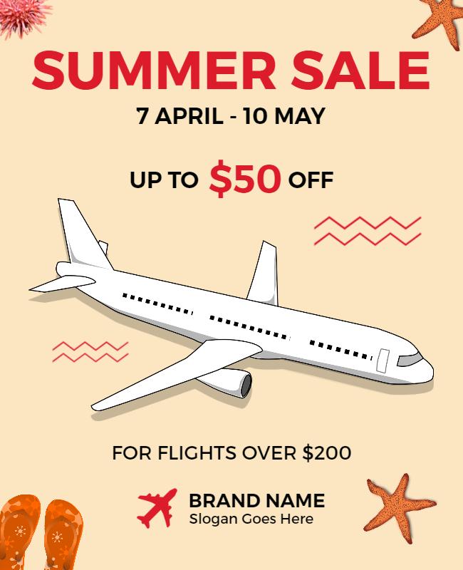 Bright Summer Travel Discount Sale Flyer Template