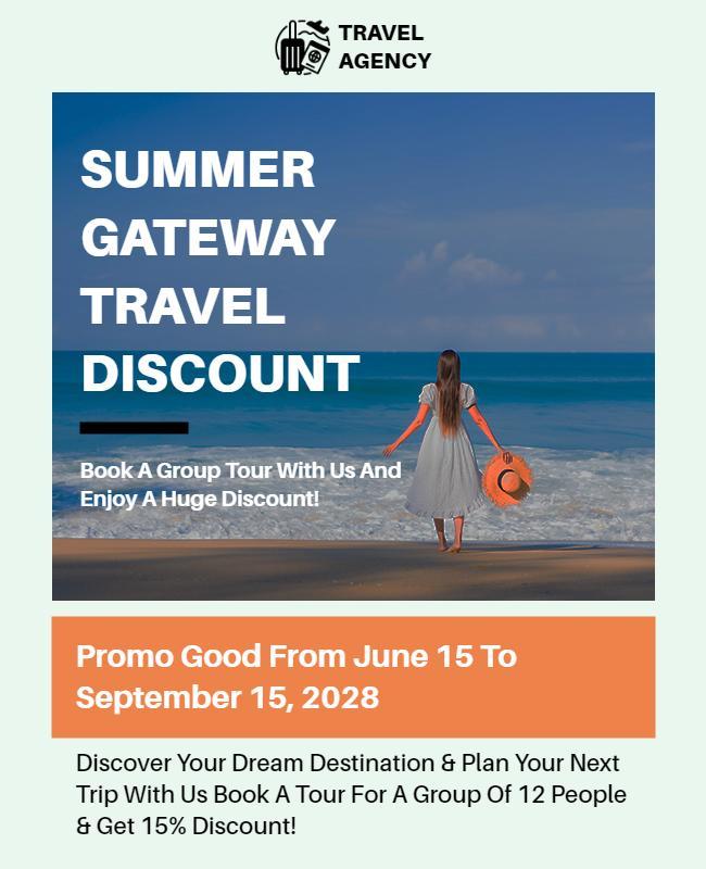 Vibrant Summer Getaway Travel Discount Group Tour Flyer Template