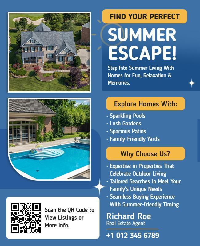 Summer Vacation Home Real Estate Flyer Template