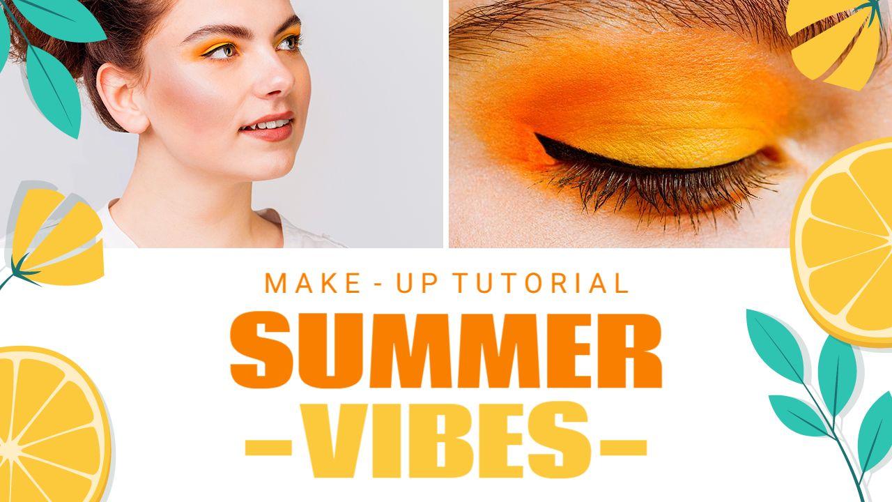 Summer Vibes Makeup Tutorial Bright Colors Trending YouTube Thumbnail Template