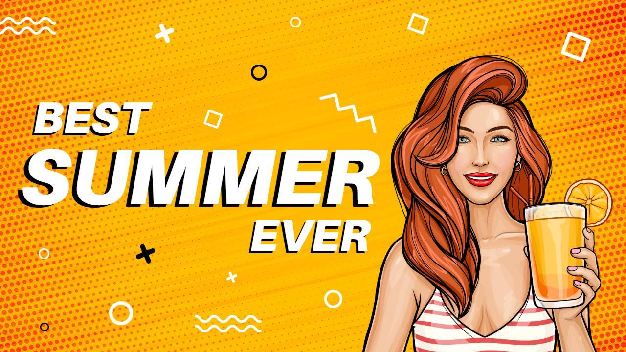 Summer Vibes Retro Comic Style YouTube Thumbnail Template
