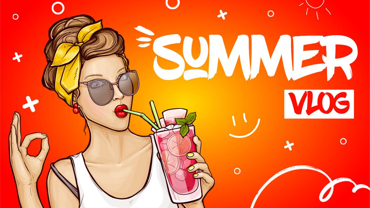 Summer Vlog Comic Style YouTube Thumbnail Template