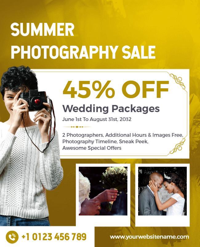 Summer Wedding Photography Sale Flyer Template