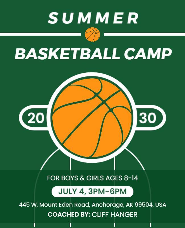 Summer Youth Basketball Camp Flyer Template