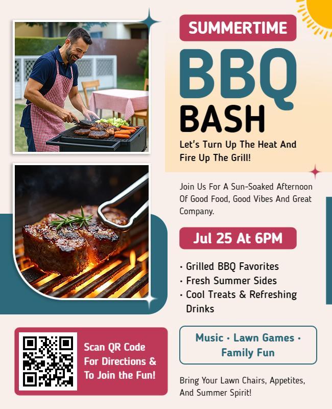 Summertime Backyard BBQ Bash Flyer Template