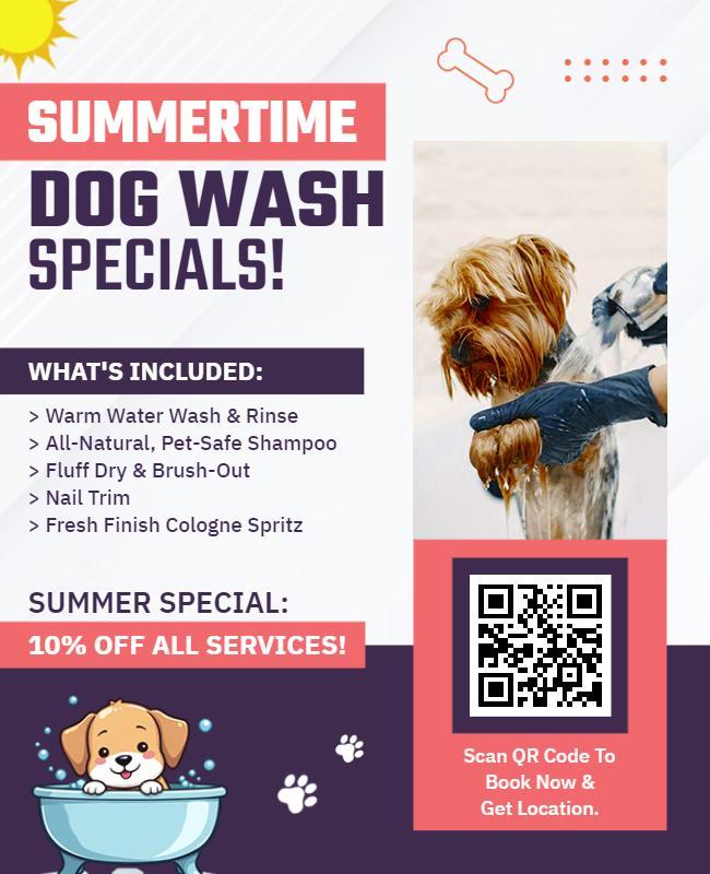 Summertime Dog Wash Promotion Flyer Template