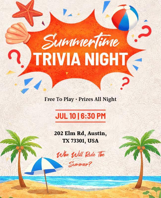 Summertime Trivia Night Flyer Template