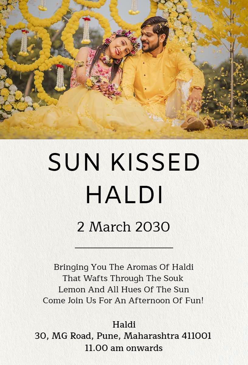 Sun Kissed Haldi Ceremony Celebration Invitation Template