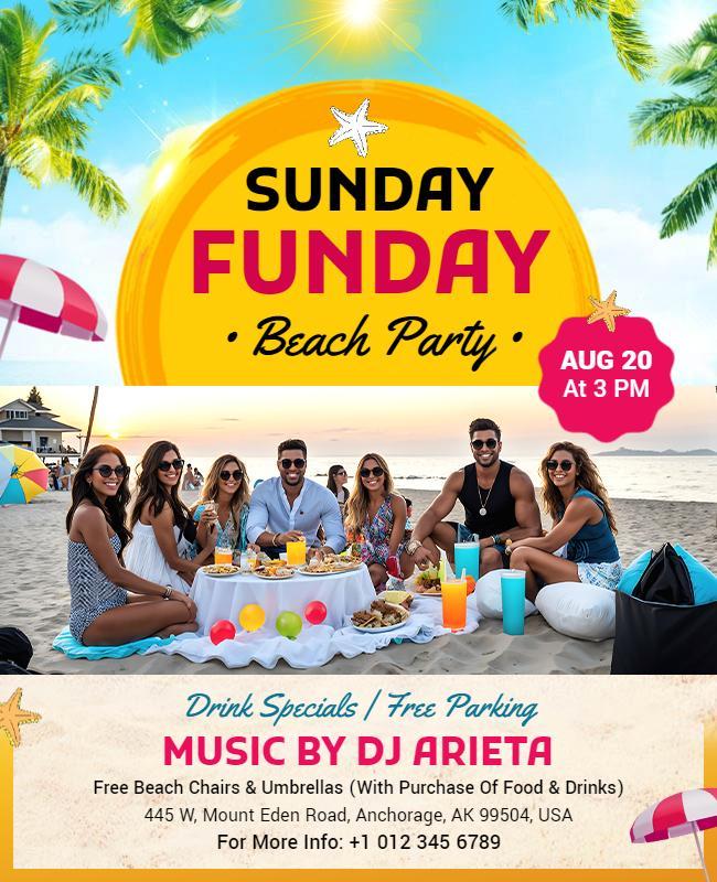 Sunday Beach Party Event Flyer Template