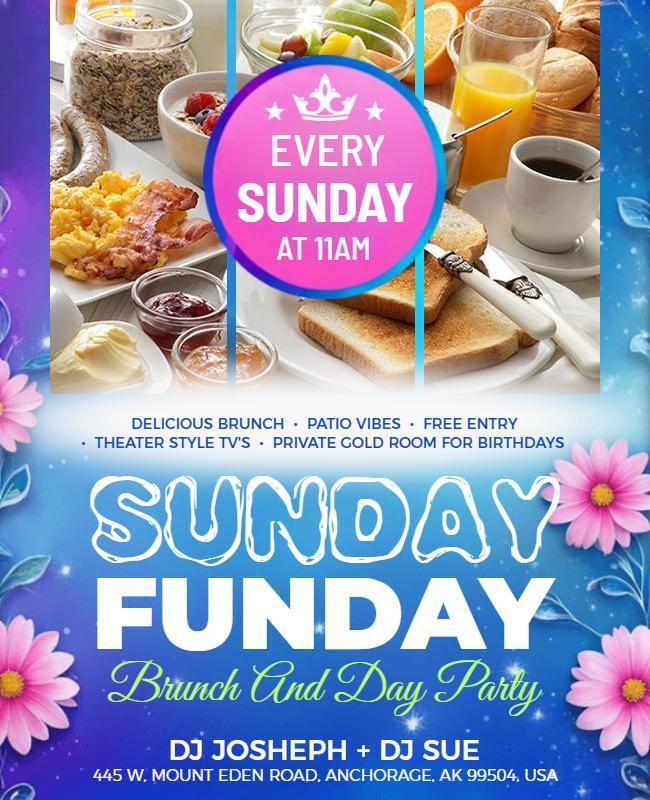 Sunday Brunch and Day Party Flyers Template