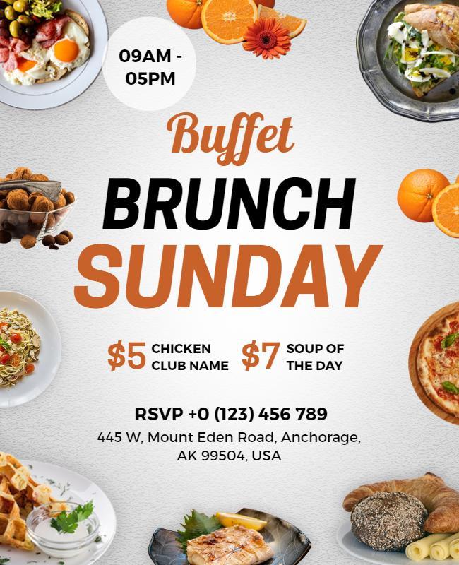 Bright and Colorful Buffet Brunch Sunday Flyer Template