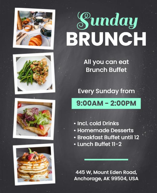 Chic Modern Sunday Brunch Buffet Flyer Template